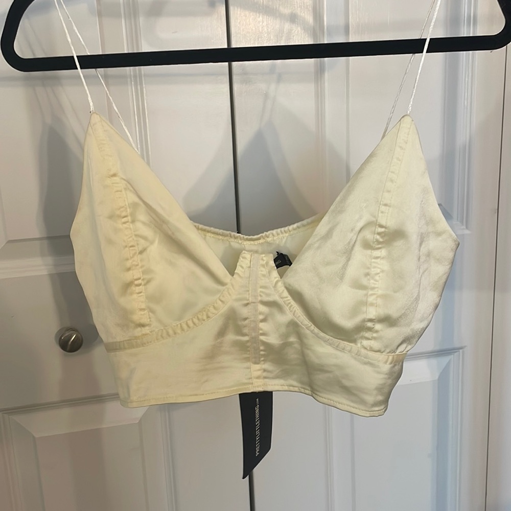 White satin cropped corset top, never worn!